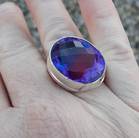 New Men's Bi-Color Tourmaline 925 Silver Statement Ring. - Picture 6 of 8